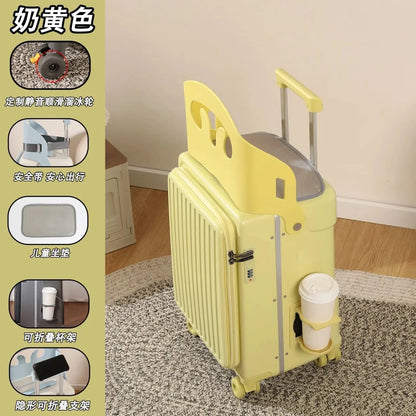 Kids Ride-on Luggage, 20/24 Inch Children's Stroller Luggage with Front Opening Multifunctional Carry-on suitcase for Air Travel