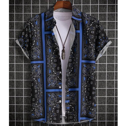 2026 New Fashionable Printed Shirt Men's Seaside Summer Casual Short Sleeve Top Holiday Clothing