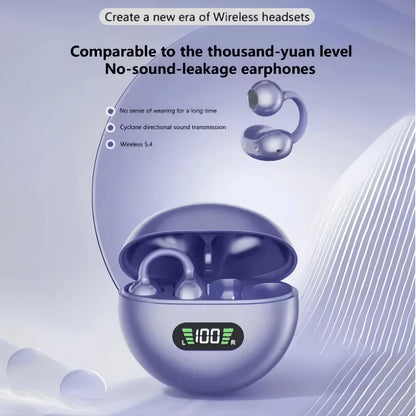 New Q71 TWS Bone Conduction Earphones Bluetooth 5.3 Earbuds Clip on Ear Comfortable Sport Digital Display Headsets