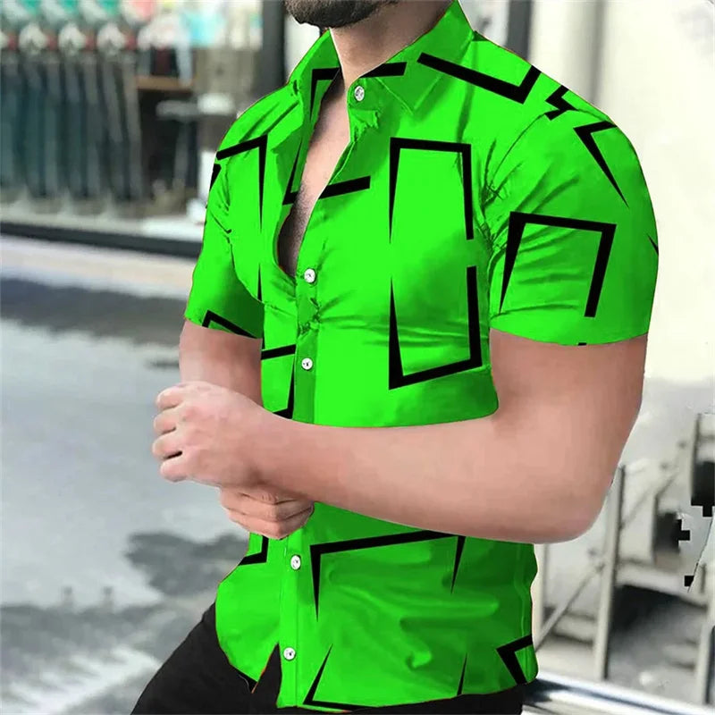 2026 New Fashionable Printed Shirt Men's Seaside Summer Casual Short Sleeve Top Holiday Clothing