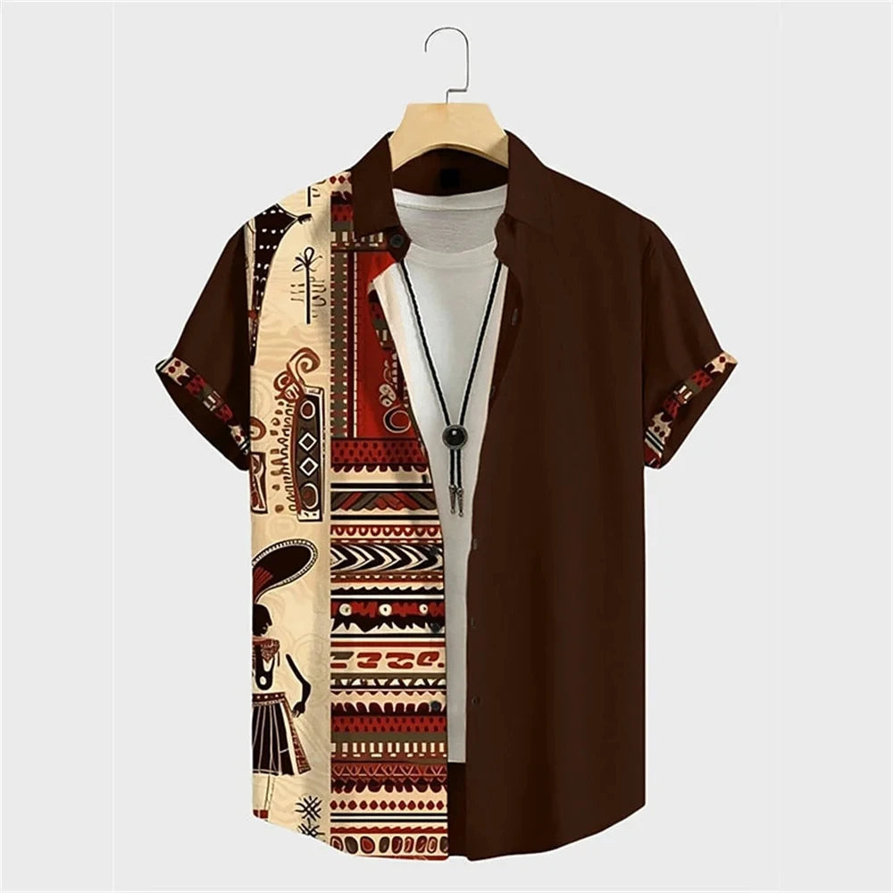 New Fashion 3D Printed Holiday Button Men's Clothing Luxury Men's Shirt Casual Short Sleeved Retro Shirt Men's Top