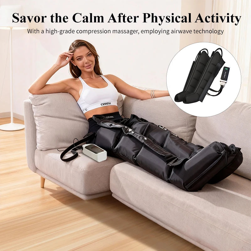 Professional Airwave Pressure Massager with 01 Adapter 110-220V Plug-In Ergonomic Design for Legs & Full Body Portable Home Use
