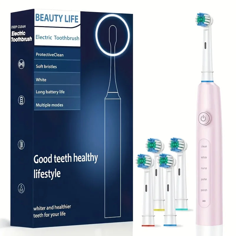 Electric Toothbrush Rotary Cleaning Teeth Brush Waterproof Electronic Tooth Brush With Timer Rechargeable Toothbrush with 8 Head