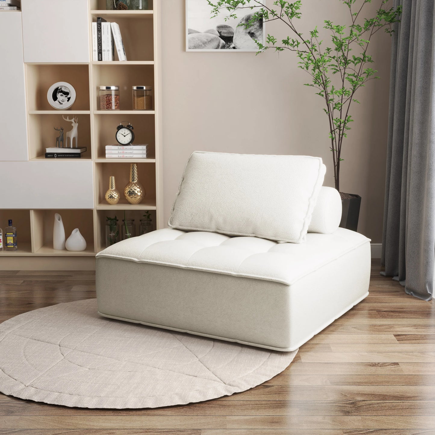 Modern Minimalist Italian Style Multi-Use Modular Sofa Square Couch Small Apartment Floor Lounge Chair for Home Multi-Scene Use