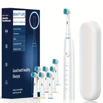 Electric Toothbrush Rotary Cleaning Teeth Brush Waterproof Electronic Tooth Brush With Timer Rechargeable Toothbrush with 8 Head