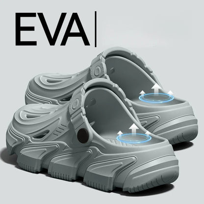 Men's New Spring and Summer Style Mecha-Style Eva Comfortable Casual Soft Thick-Soled Simple Indoor Home Outdoor Vacation Versatile Versatile Clogs