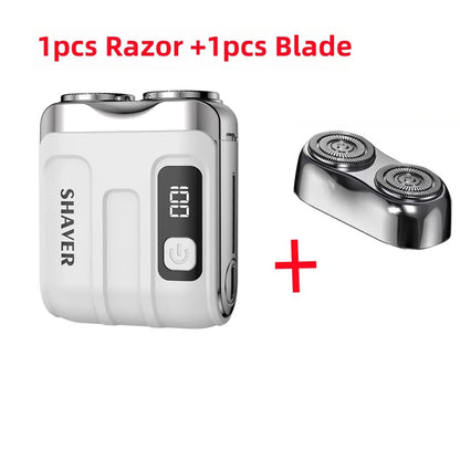 Mini Electric Smart Shaver Household Car Shaver Digital Display Dual Blade Rechargeable Shaver Powerful Beard Trimmer Tool