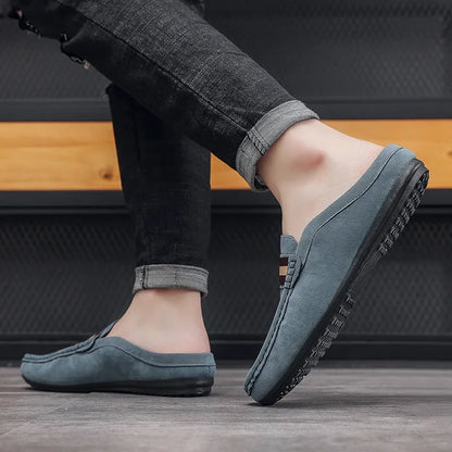 2026 Loafer‌ Shoes Men's Lightweight Bean Shoes Summer One Step Push Lazy Breathable Casual Half Support Slippers for Men